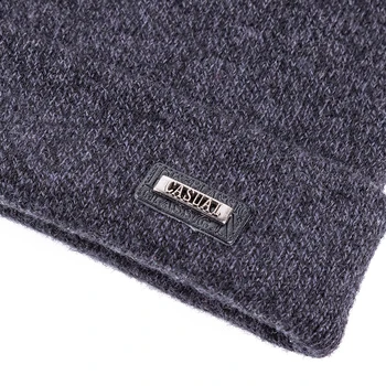 2Pcs/Set Men Soft Wool Warm Winter Hats & Ring Scarf For Men And Women Cashmere Beanie Cap&Scarf Solid Knitted Hat