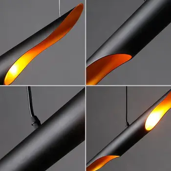 Coltrane suspension led lights black aluminum pipe pendant lamp modern Art Deco LED pendant light outer black,inner gold 1 light
