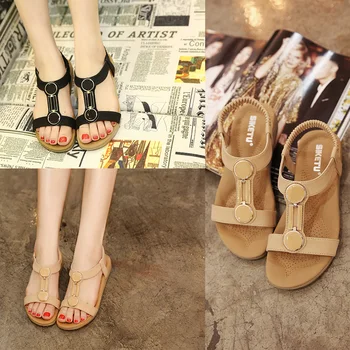 2017 Summer Sandals Buckles Waterproof Students Open-toed Sandals Rome with Wedge Sandals in the Female