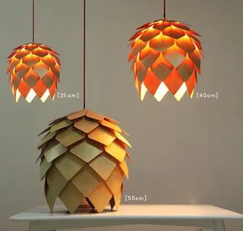 Modern Handmade DIY Wood Pendant Light Pinecone Hanging Wood Artichoke Lamp Home Decorative Light Fixtures AC100-240V