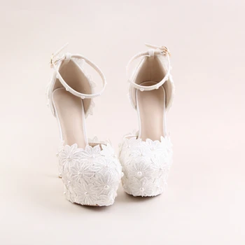 Original summer style Wedding shoes woman Shanda leather retro Bridal Shoes white bottom high heels shoes Sandals 2017