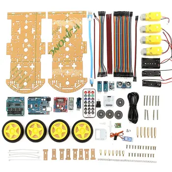 DIY 4WD Smart Robot Car Kit Bluetooth IR Obstacle Avoid Line DiY Robot Follow L298N for Arduino Electronic toy