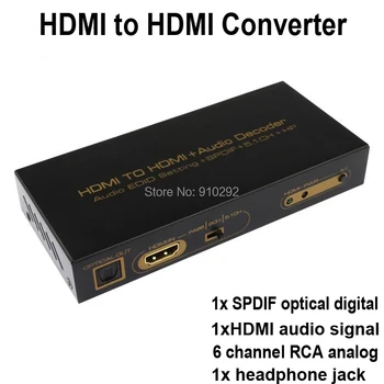1080P 3D HDMI to HDMI Converter Adapter With Audio SPDIF Optical/Toslink RCA Analog EDID Setting (2CH/5.1CH) HP