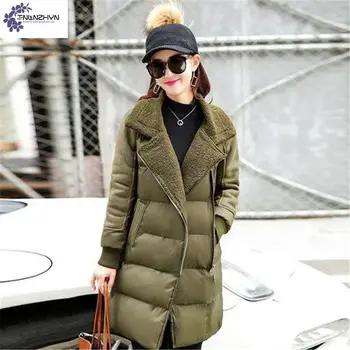 TNLNZHYN 2017 New Winter Fashion lapel Women's clothing Cotton Coat Thicken Warm Large size Long sleeve Casual Female coat AK357