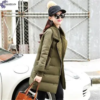 TNLNZHYN 2017 New Winter Fashion lapel Women's clothing Cotton Coat Thicken Warm Large size Long sleeve Casual Female coat AK357