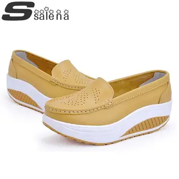 Women leather shoes female wholesale women flats girl comfort low heels flat loafers nurse shoes A658