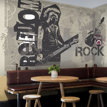 Retro dynamic rock music band large mural bar KTV theme box Cafe wallpaper mural
