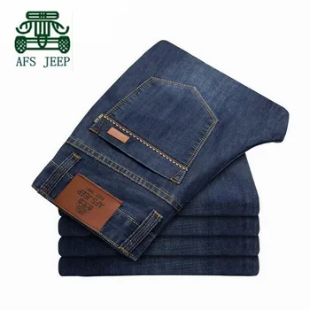 AFS JEEP Wholesale Price Real Man's Loose Thick Jeans, Cotton Man's full length classical Mid Waist Plus Size Jeans