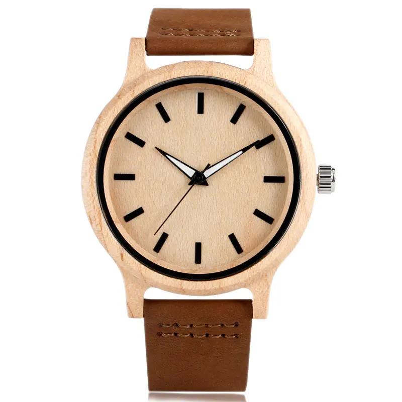 Novelty Wood Watches for Men Women Wooden Fashion Wrist Quartz Watch Minimalist Simple Bamboo Clock Handmade Couple Gifts Clock