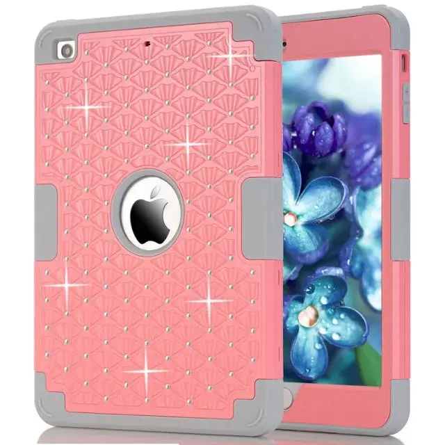 For Funda iPad Mini Case New Fashion Bling Diamond Starry Rubber PC+ Silicone Hybrid Case Cover for iPad Mini 3 2 1 Coque Capa