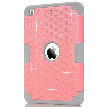 For Funda iPad Mini Case New Fashion Bling Diamond Starry Rubber PC+ Silicone Hybrid Case Cover for iPad Mini 3 2 1 Coque Capa