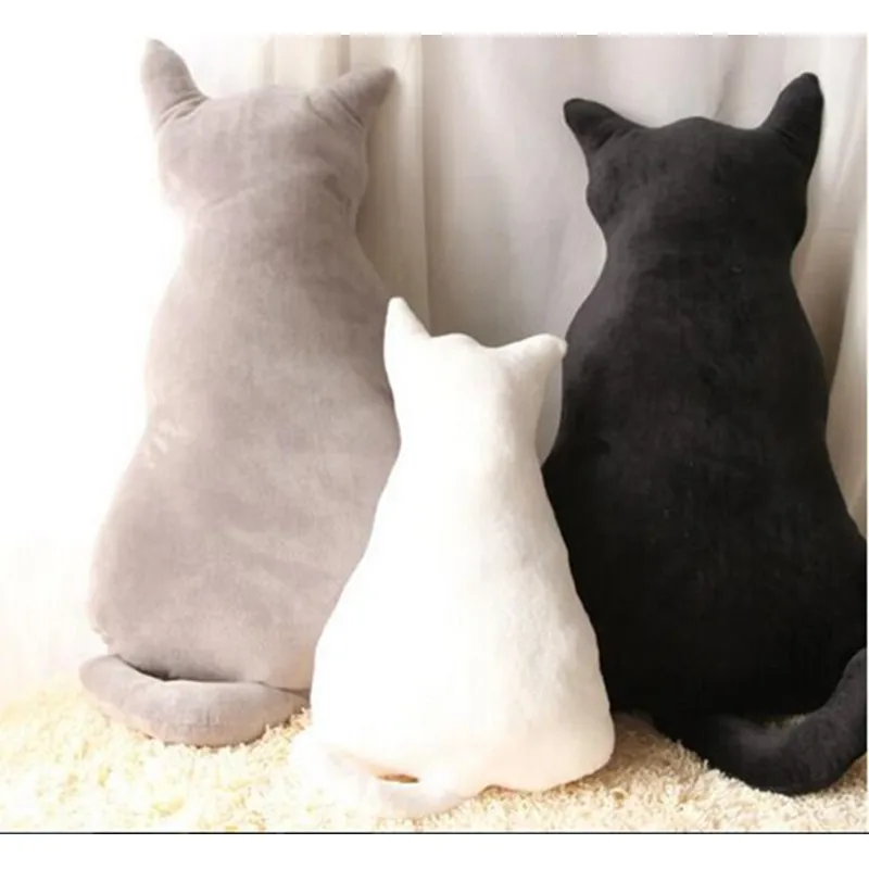 Super cute artificial cat shadow pillow toy,lovely kat back shadow,kitten pussy pet soft doll japan warm cat gift for child girl