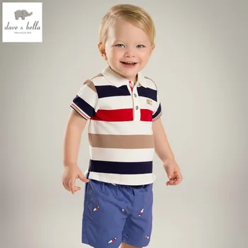 DB5043 dave bella summer baby boys cotton polo shirts infant clothes toddle polo kids tops children cotton polo shirt