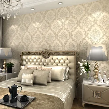 European Luxury Classic nonwovens Relief texture 3D wallpaper murals stereo foam Damascus living room bedroom TV wallpaper