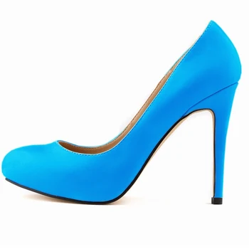 New style spring autumn fashion Women round Toe Simple Pumps Slip on Sweet Style Thin Heels candy color single shoes