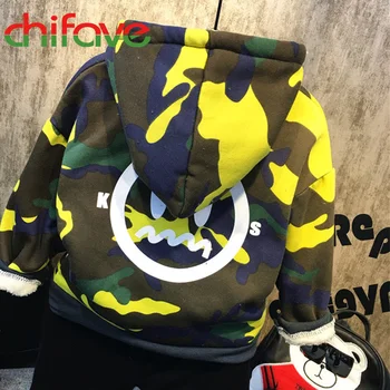 Chifave 2016 Winter Thick Warm Baby Boys Suit Sets Camouflage Hooded Zipper Sweatshirt+Print Elastic Pants 2 Pcs Kids Boys Sets