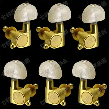 3R3L Golden Acoustic Electric Guitar Inline Guitar Tuning Peg key Machine Heads Tuners With White Pearl hemicycle knob