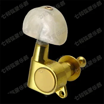 3R3L Golden Acoustic Electric Guitar Inline Guitar Tuning Peg key Machine Heads Tuners With White Pearl hemicycle knob
