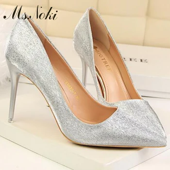 Ms. Noki Bling thin heel pointed toe women shoes Summer 2017 fashion casual shoes non-slip sole comfortable for girls hot sell