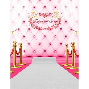TR Pink Headboard Vinyl Backdrop for Photography White Curtain Stage Photo Background Newborn Princess Birthday Studio Backdrops