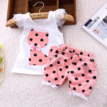 2017 New Fashion Cute Baby Girls Clothes Set Summer T-Shirt Top and Floral Shorts Little Girls Outfit Set