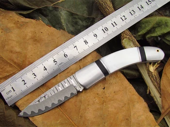 Damascus steel knife folding pocket knife Manual outdoor portable folding knife utility fruit knife mini