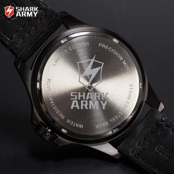Shark Army Brand Relojes Black Blue Dial Auto Date Nylon Fabric Strap Men Wristwatches Military Clock Male Sport Watch / SAW130