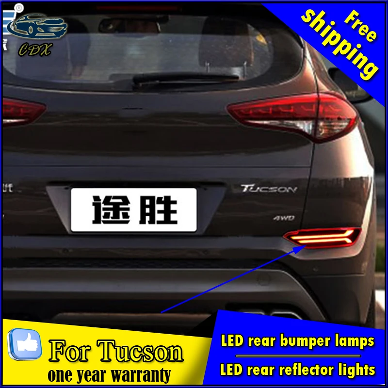 Car styling For Hyundai Tucson-2017 LED Car Rear Bumper Fog Lamps Reflector Tail Brake Stop Light daytime running light