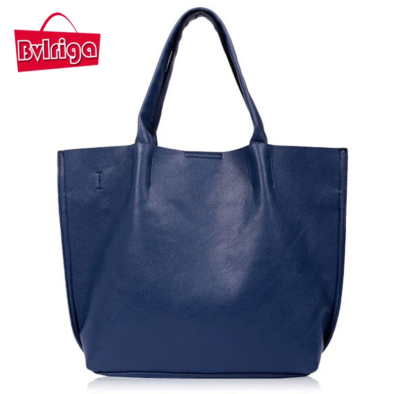 BVLRIGA Women leather handbags designer big shopping bag shoulder bag famous brand totes female black women bag