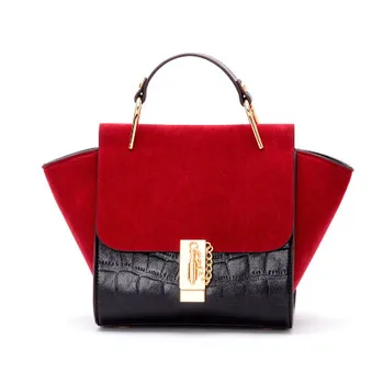 Famous Brand Women Luxury Handbags Quality Suede Nubuck Crocodile Pattern Leather Ladies Shoulder Bag Trapeze Bolsas Feminina