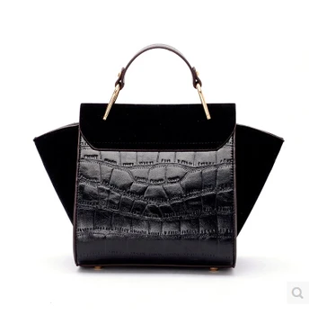 Famous Brand Women Luxury Handbags Quality Suede Nubuck Crocodile Pattern Leather Ladies Shoulder Bag Trapeze Bolsas Feminina