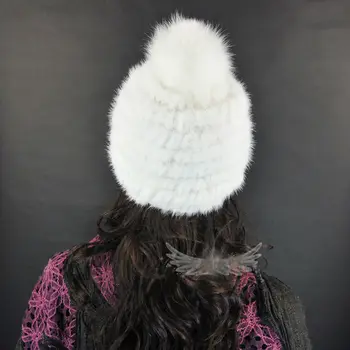 HM034 fashion winter hat knitted real mink fur many colors warm cap hot style white wholesales