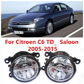 For Citroen C6 TD_ Saloon 2005- 10W Fog Light LED DRL Daytime Running Lights Car Styling lamps