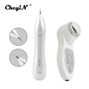 CkeyiN Freckle Removal Machine Skin Mole Removal Dark Spot Wart Tag Remover Pen+Ultrasonic 7 LED Photon Facial Massager Anti Age