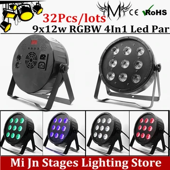 Wholesale 32pcs/lots 9x12w Flat LED Par Lights , 9*12w RGBW 4IN1 PAR DMX512 control disco lights professional stage DJ equipment