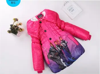 2017 New Girls Frozen Coat Baby Winter Long Sleeve Warm Jacket Children Cotton-Padded Clothes Kids Outwear