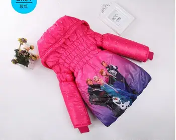 2017 New Girls Frozen Coat Baby Winter Long Sleeve Warm Jacket Children Cotton-Padded Clothes Kids Outwear