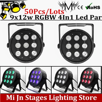 Wholesale 50pcs/lots 9x12w Flat LED Par Lights , 9*12w RGBW 4IN1 PAR DMX512 control disco lights professional stage DJ equipment