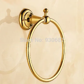 Gold Plated Bathroom Wall Mount Solid Brass Towel Rings