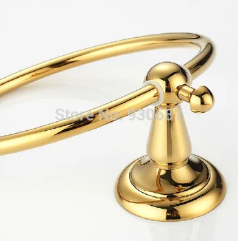 Gold Plated Bathroom Wall Mount Solid Brass Towel Rings
