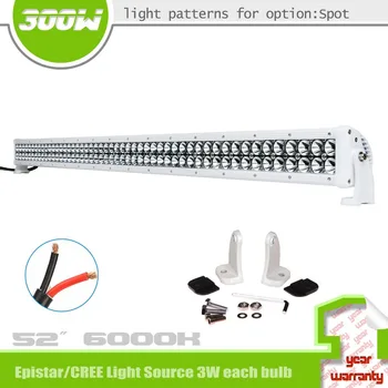 SLDX 52'' 300w White LED Light Bar Spot 18000lm Dual Rows for Off Road Jeep ATV Track Boat SUV Pickup Waterproof