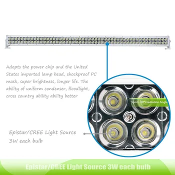 SLDX 52'' 300w White LED Light Bar Spot 18000lm Dual Rows for Off Road Jeep ATV Track Boat SUV Pickup Waterproof