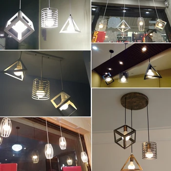 Warehouse 1-3 pcs Geometry pendant lights Boutiques Vintage Industrial Iron hanging Lamps Bar Cafe E27 holder showcase Lights