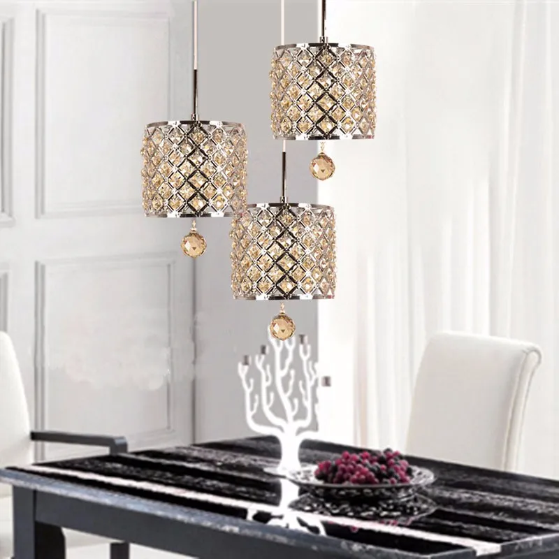 Modern crystal chandelier Nordic luxury villa staircase dining room lamp European simple retro iron lamp