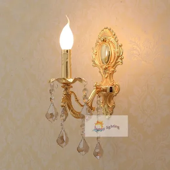 1 pcs modern Gold crystal Wall lamp abajur vintage led wall Sconce lighting bedroom indoor wall crystal lighting