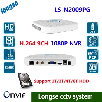 9Ch Onvif multiple-languages HDMI output Network video recorder HD720P/960P/1080P NVR for ip camera