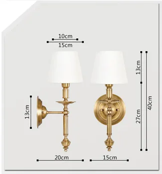 Europe Modern Style Bedside Gold Iron Alloy LED E27 Wall Sconces Lamp Indoor Lighting with White Cloth Shade For Bedroom Decor