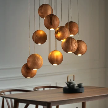 D35CM Modern Creative Willow Wood Pendant lights with 7 lights dining room suspension luminaire for indoor decor bar light avize