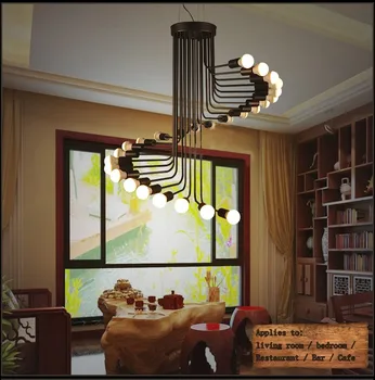 One combo 26 light Loft Modern LED Pendant Light Iron tube Spiral Staircase E27 Lamp Drop Lighting Fixture with free EXPRESS