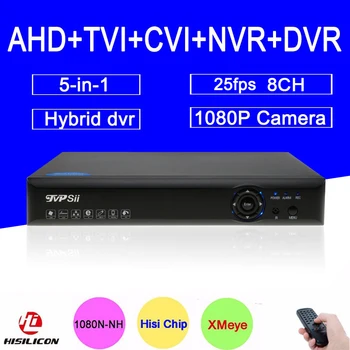 Blue-ray Xmeye Hi3521A 1080P CCTV Camera 25Fps 1080N 8 Channel 8CH 5 in 1 Hybrid Coaxial TVI CVI IP NVR AHD DVR